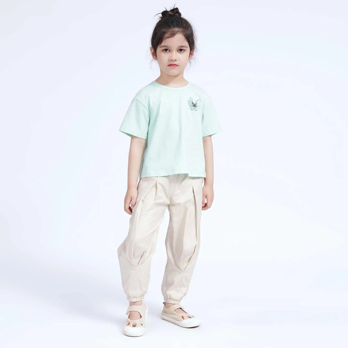 Ankle-Tied Casual Pants For Girls 120 | 5-6Y Khaki Image