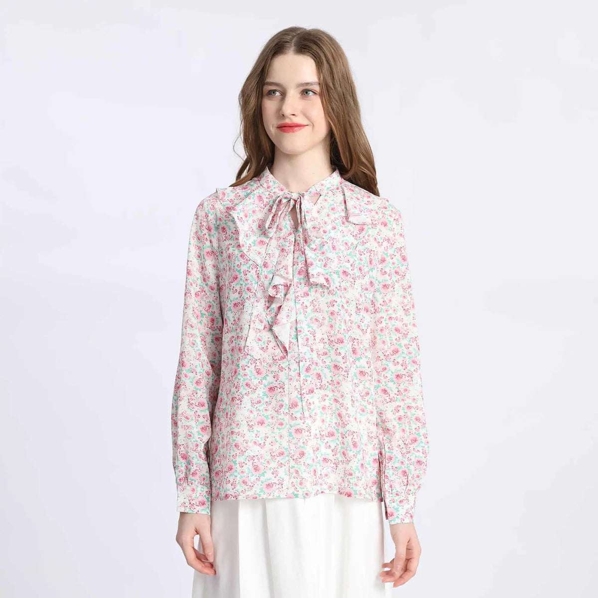 Floral Fashion Blouse For Women S Pink Flower S,62,98,58, Image