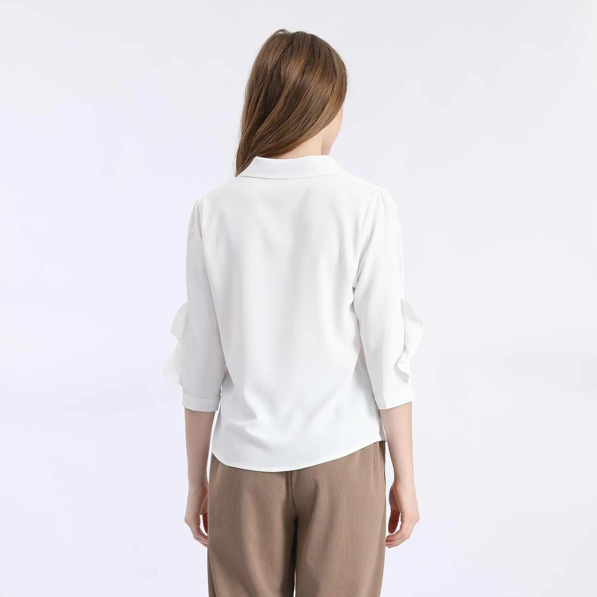 Plain Fashion Blouse For Women M White M,60,98,24.5,92 Image