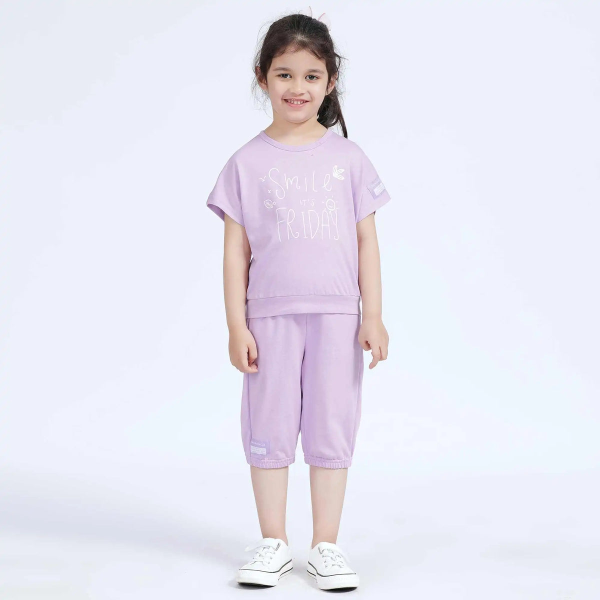 Ankle-Tied Basic Pants For Girls 100 | 3Y Purple 100 | 3Y,41,46,41.7,67 Image