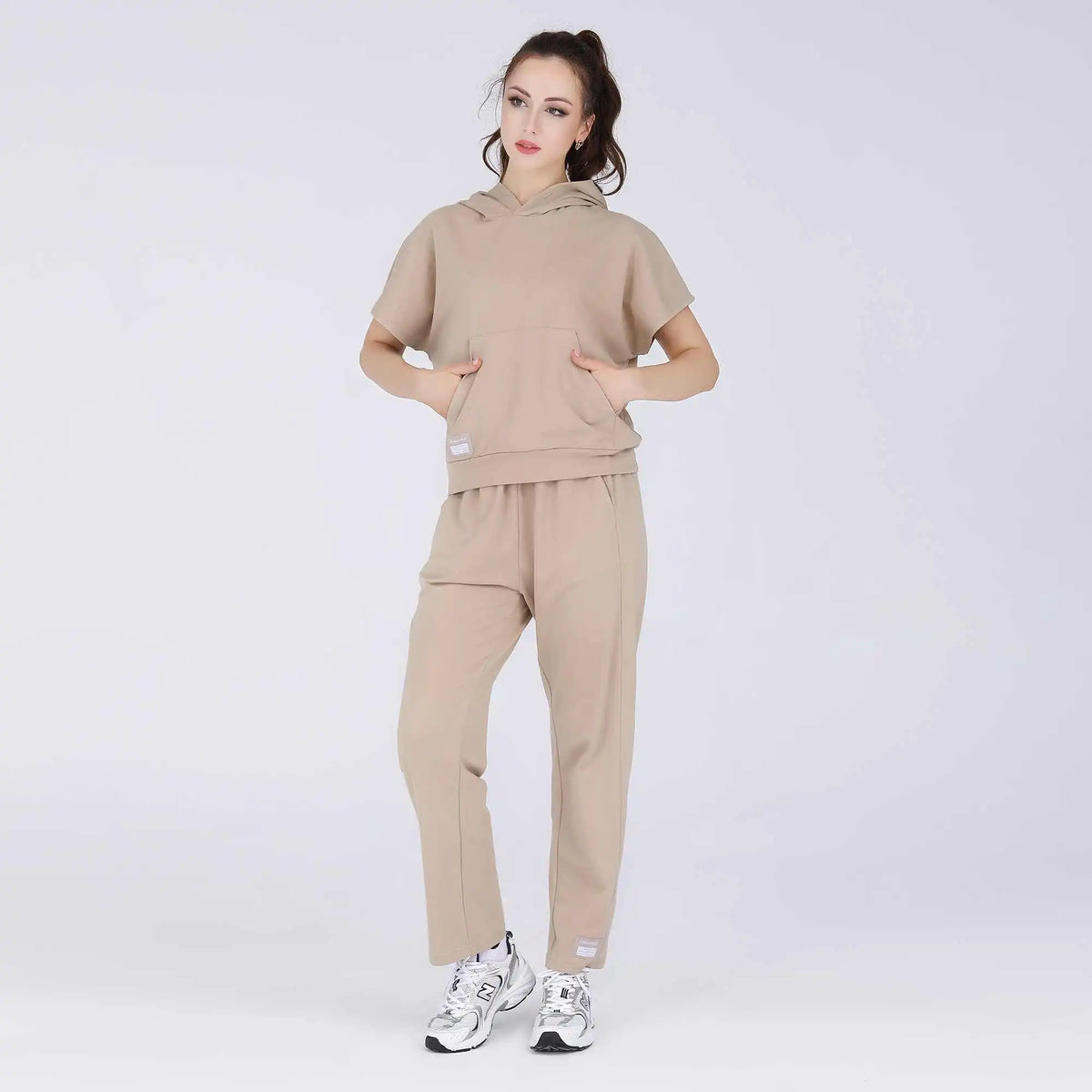 baggy basic pants for women image