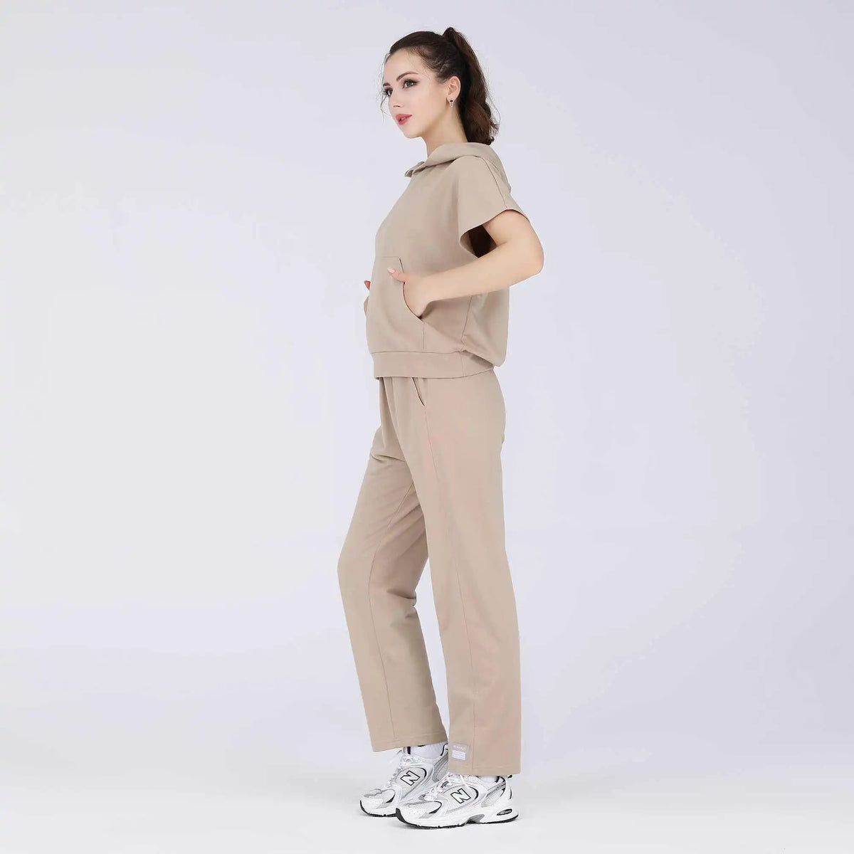 baggy basic pants for women image