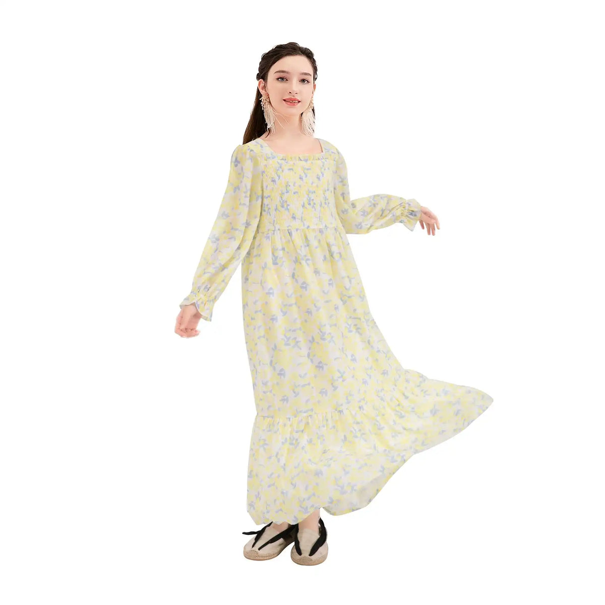 Floral Galabia For Girls 140 | 8-9Y Yellow Flower 140 | 8-9Y,107,78,48.5,76 Image