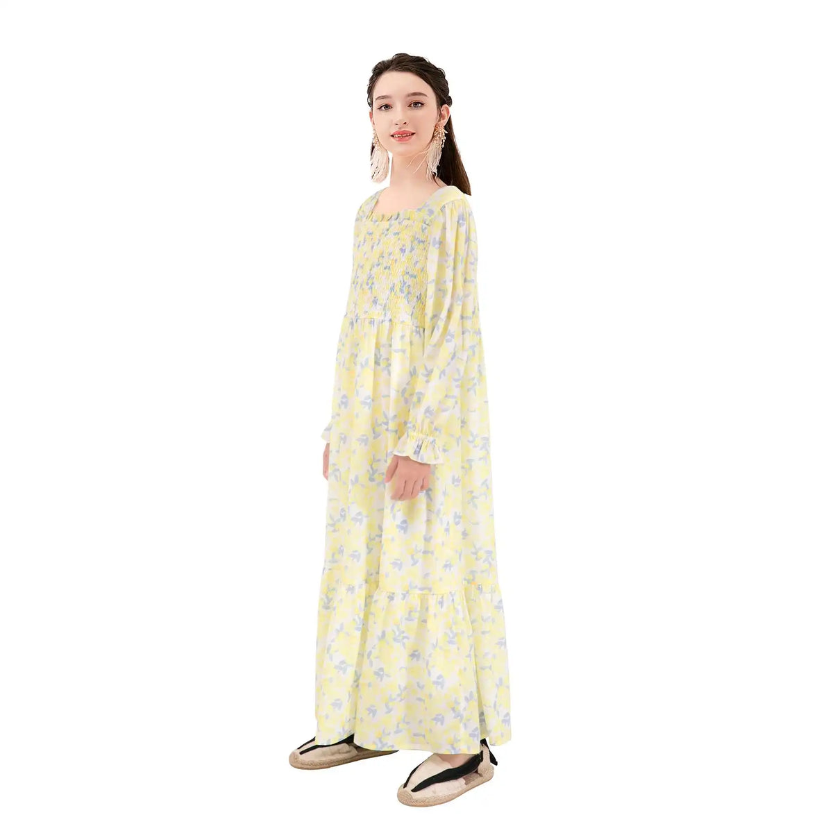 Floral Galabia For Girls 160 | 12-13Y Yellow Flower 160 | 12-13Y,125,86,54.5,84 Image