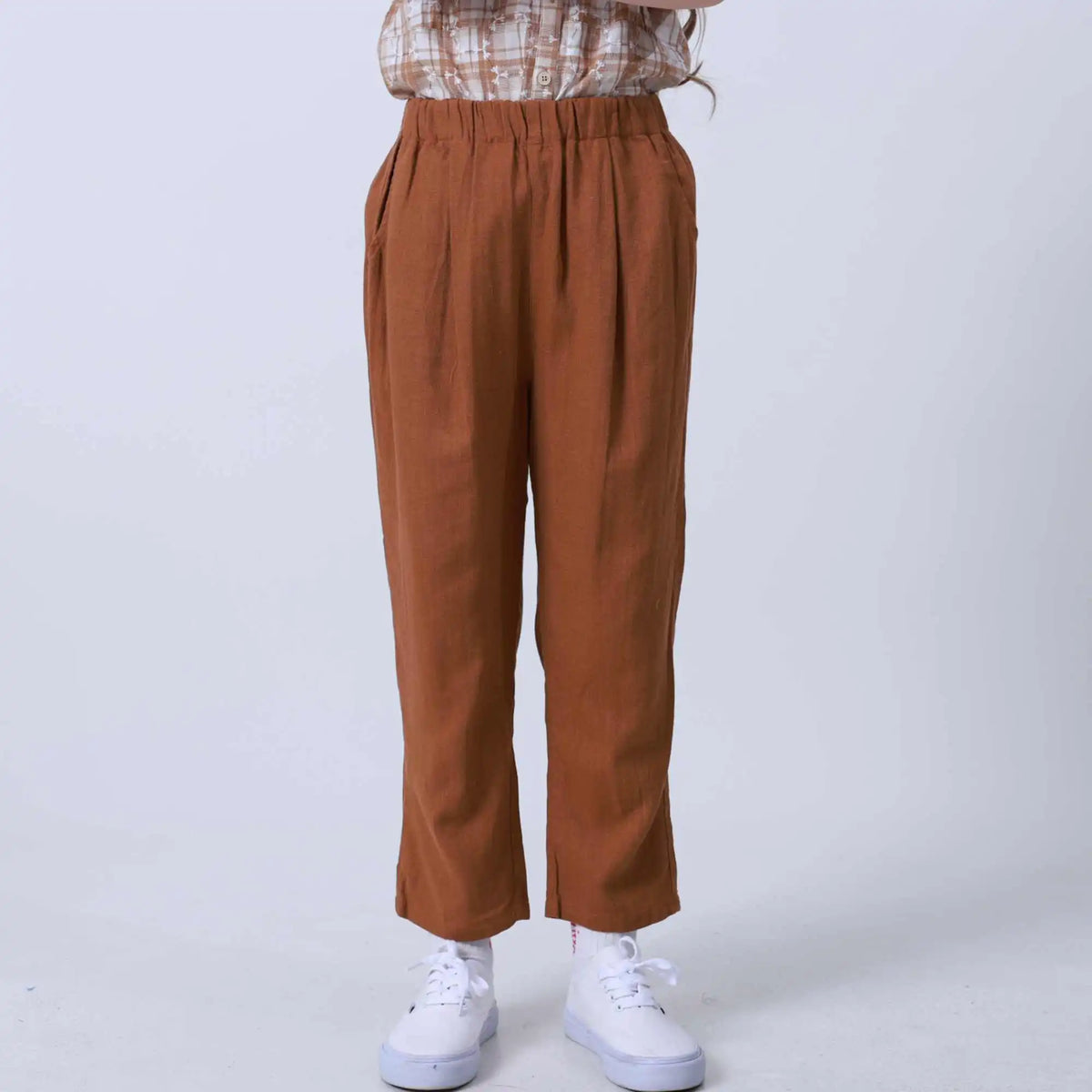 Harme Linen Pants For Girls 100 | 3Y Khaki 100 | 3Y,57,43,41,79 Image