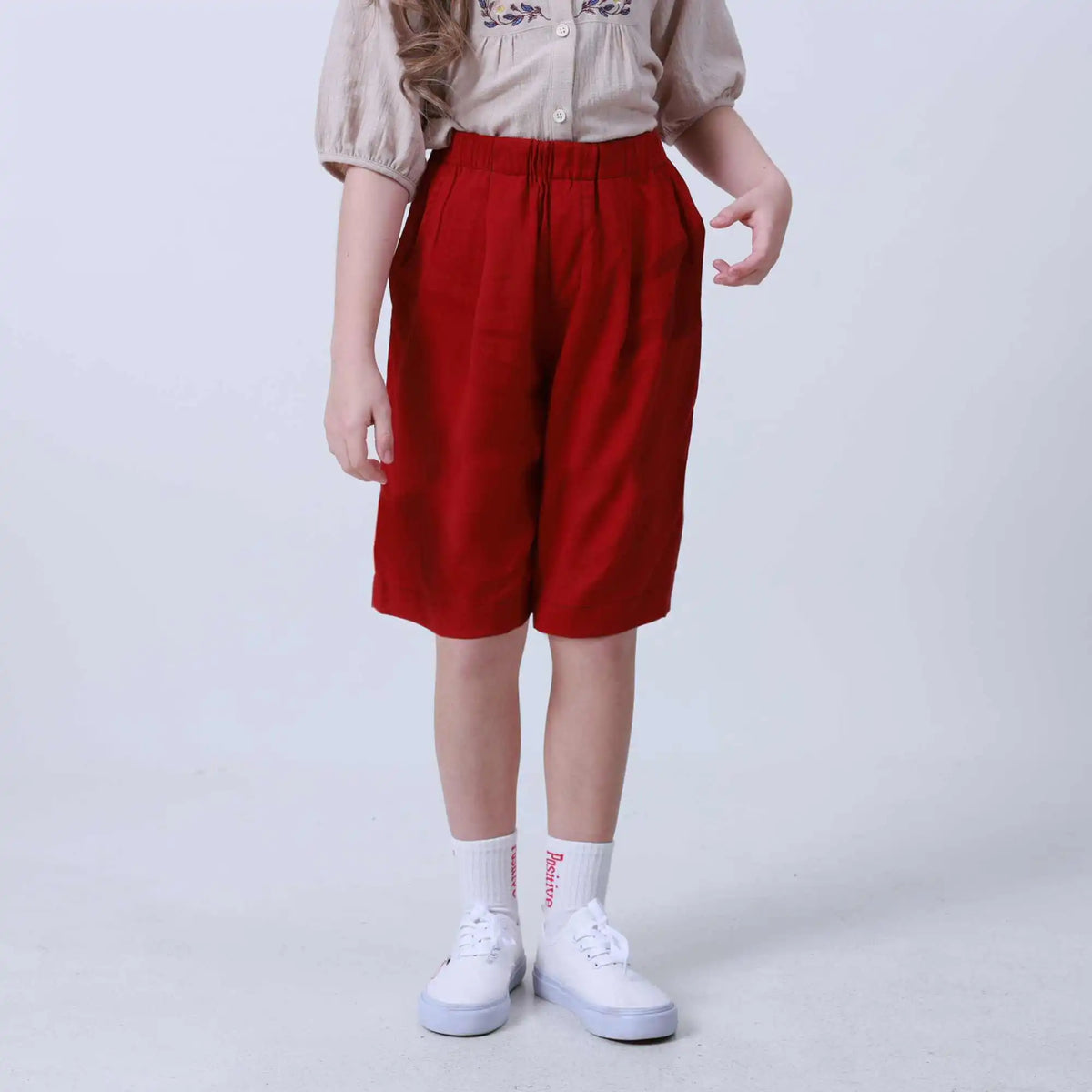 Ordinary Linen Shorts For Girls 100 | 3Y Maroon 100 | 3Y,32.5,43,47,76 Image