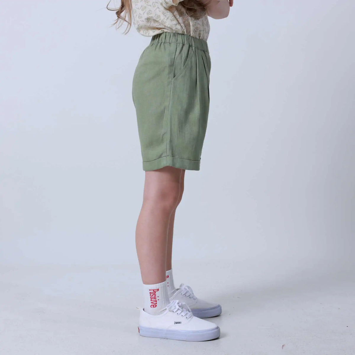 Ordinary Linen Shorts For Girls 140 | 8-9Y Green 140 | 8-9Y,40.2,52,54.2,87.6 Image