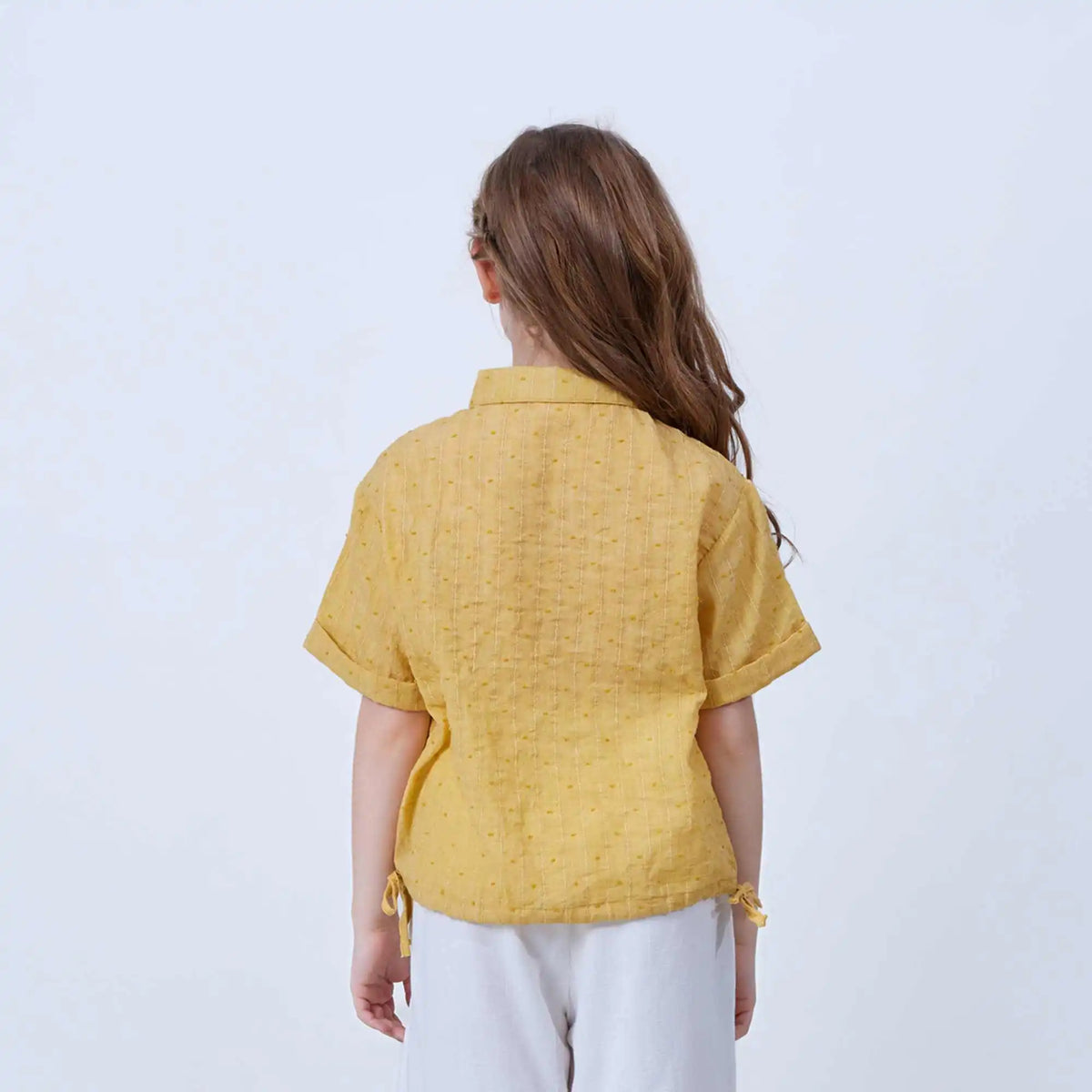 Jacquard Linen Blouse For Girls 120 | 5-6Y Yellow 120 | 5-6Y,43.6,81,15.5, Image