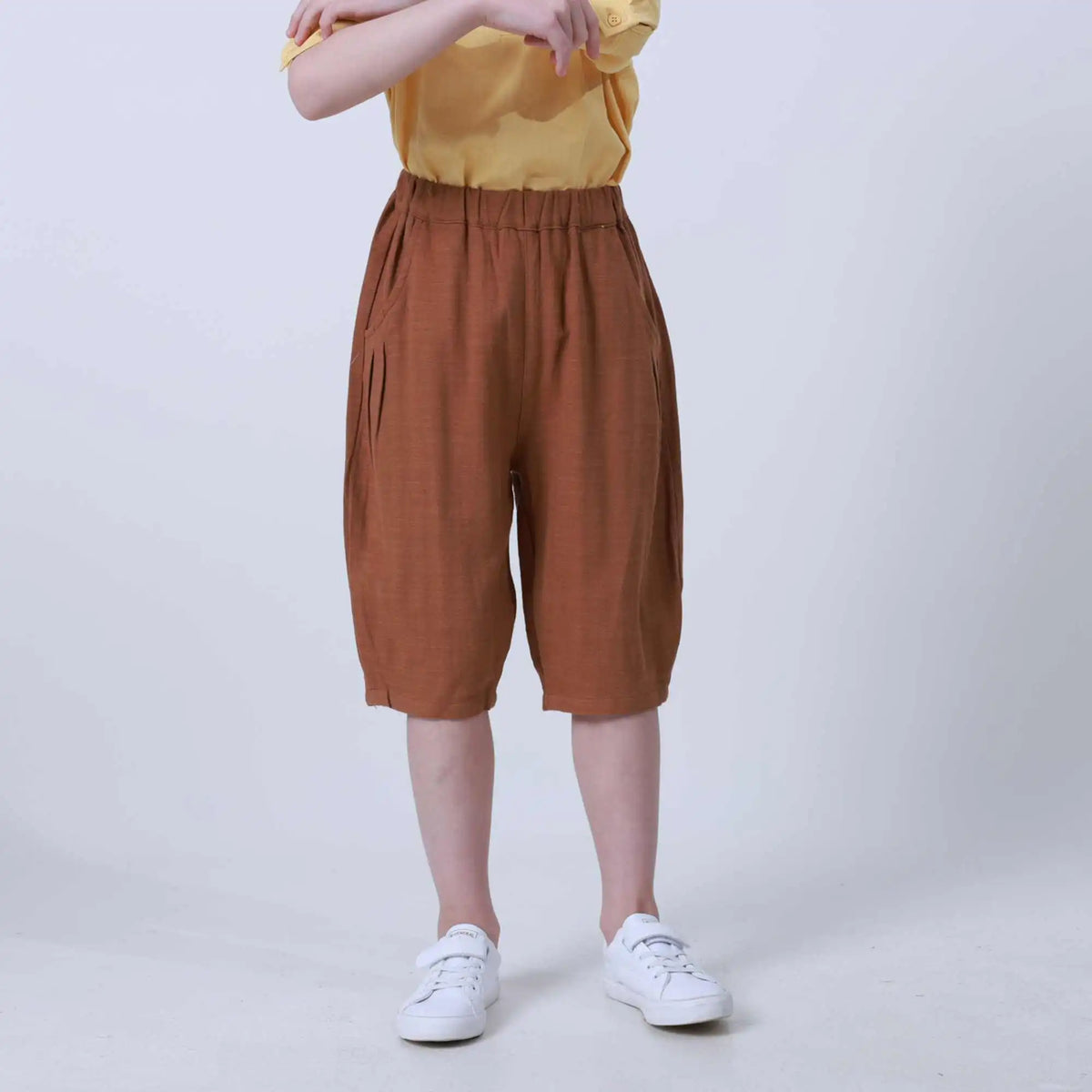 Radish Linen Shorts For Boys 100 | 3Y Coffee 100 | 3Y,40,43,45,74 Image