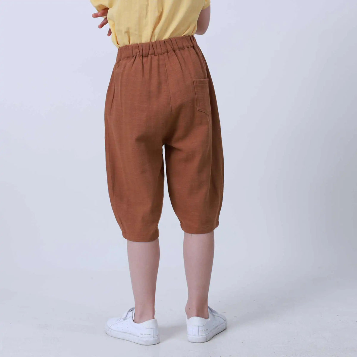 Radish Linen Shorts For Boys 110 | 4-5Y Coffee 110 | 4-5Y,43.8,45.5,48,78.8 Image