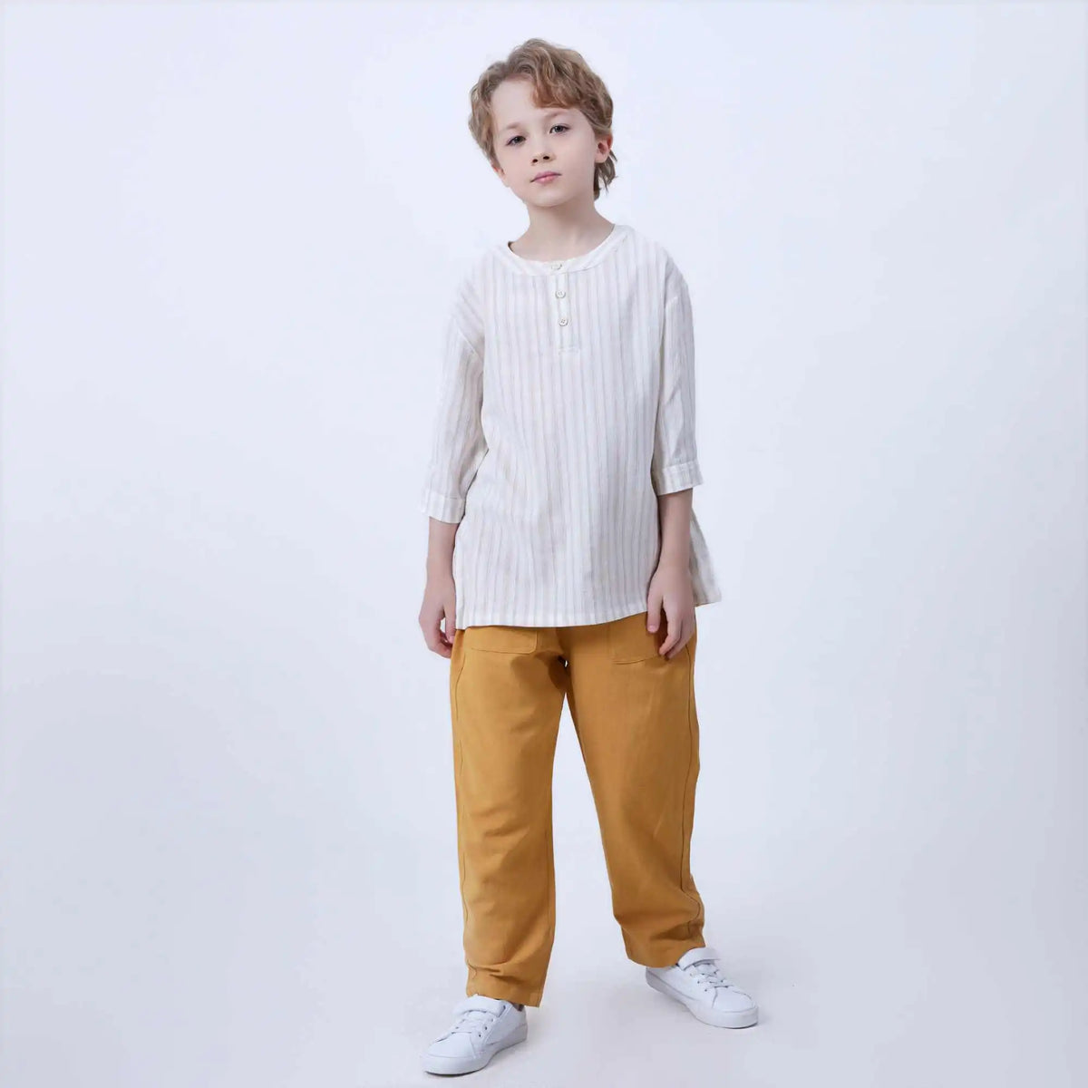 Ordinary Linen Pants For Boys 120 | 5-6Y Yellow 120 | 5-6Y,70,48,47.6,83.6 Image