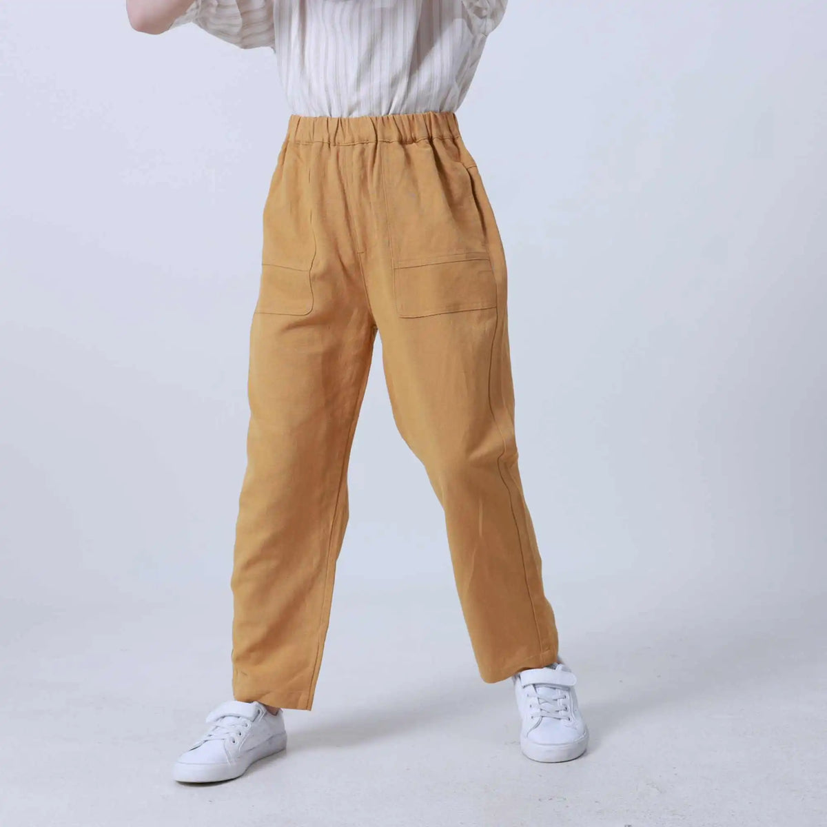 Ordinary Linen Pants For Boys 130 | 7-8Y Yellow 130 | 7-8Y,76.5,50.5,50.6,88.4 Image