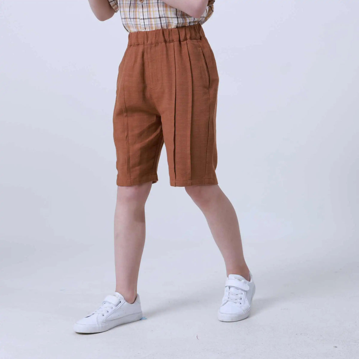 Ordinary Linen Shorts For Boys 140 | 8-9Y Coffee 140 | 8-9Y,47.5,51,50,87.2 Image