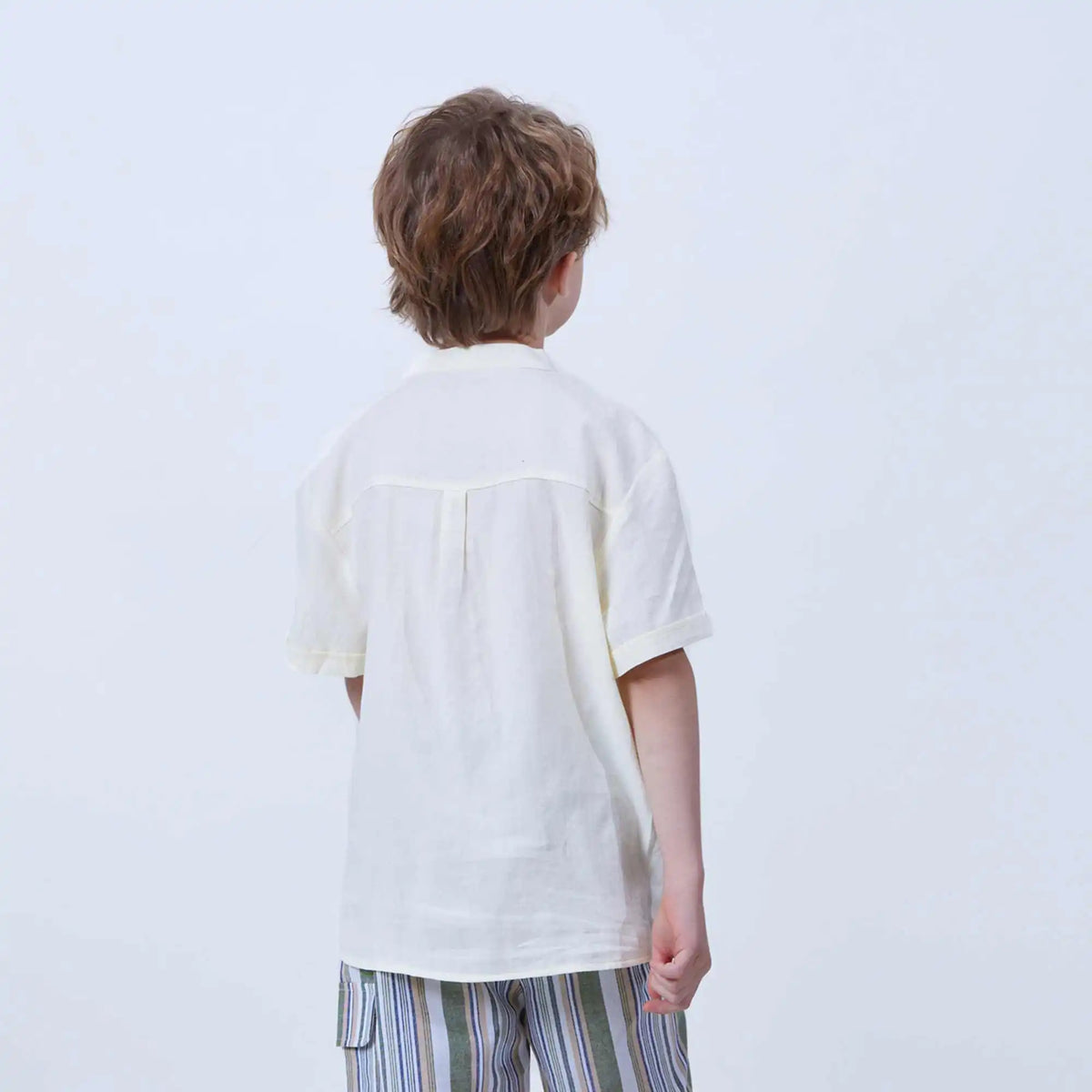 Jacquard Linen Blouse For Boys 110 | 4-5Y Light Yellow 110 | 4-5Y,47,79.4,15, Image