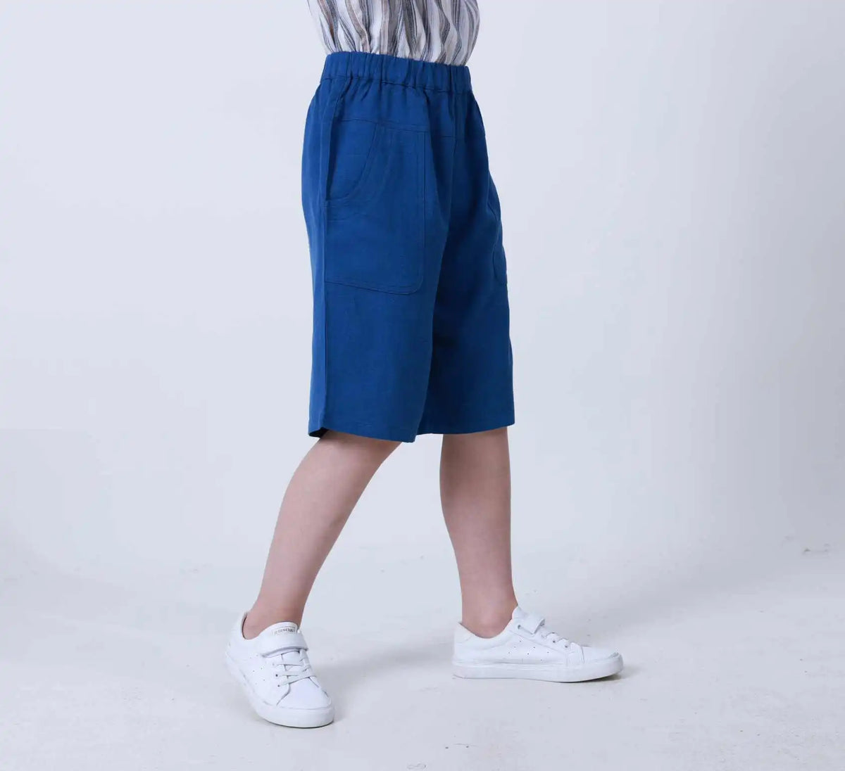 Ordinary Linen Shorts For Boys 130 | 7-8Y Blue 130 | 7-8Y,48.9,50.5,51.6,91.4 Image