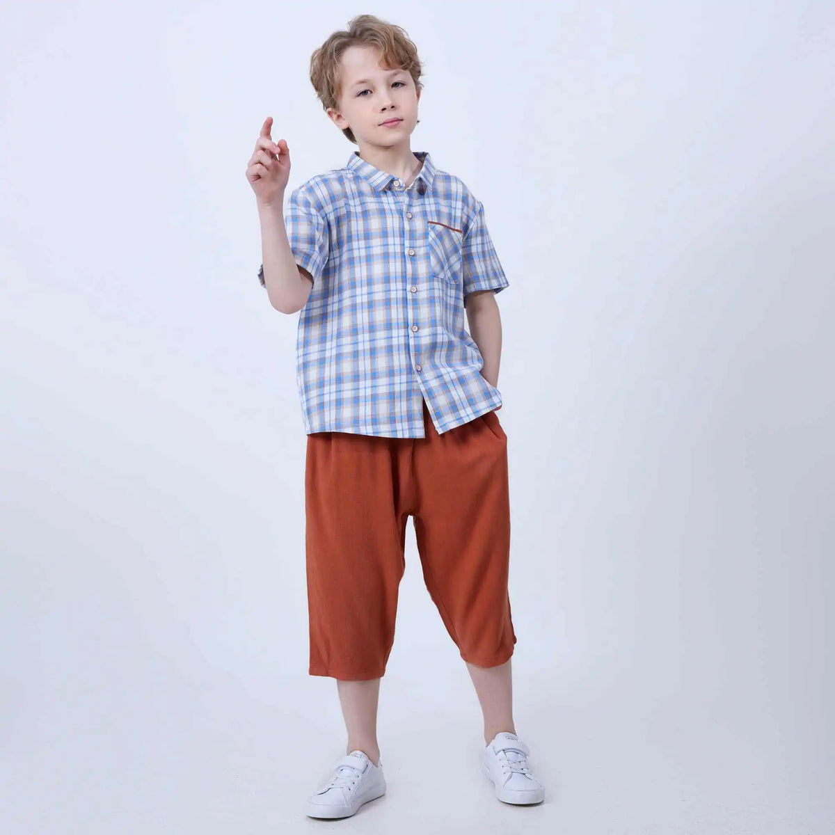 Ordinary Linen Pants For Boys 120 | 5-6Y Rust Red 120 | 5-6Y,50.4,52,47,90.6 Image