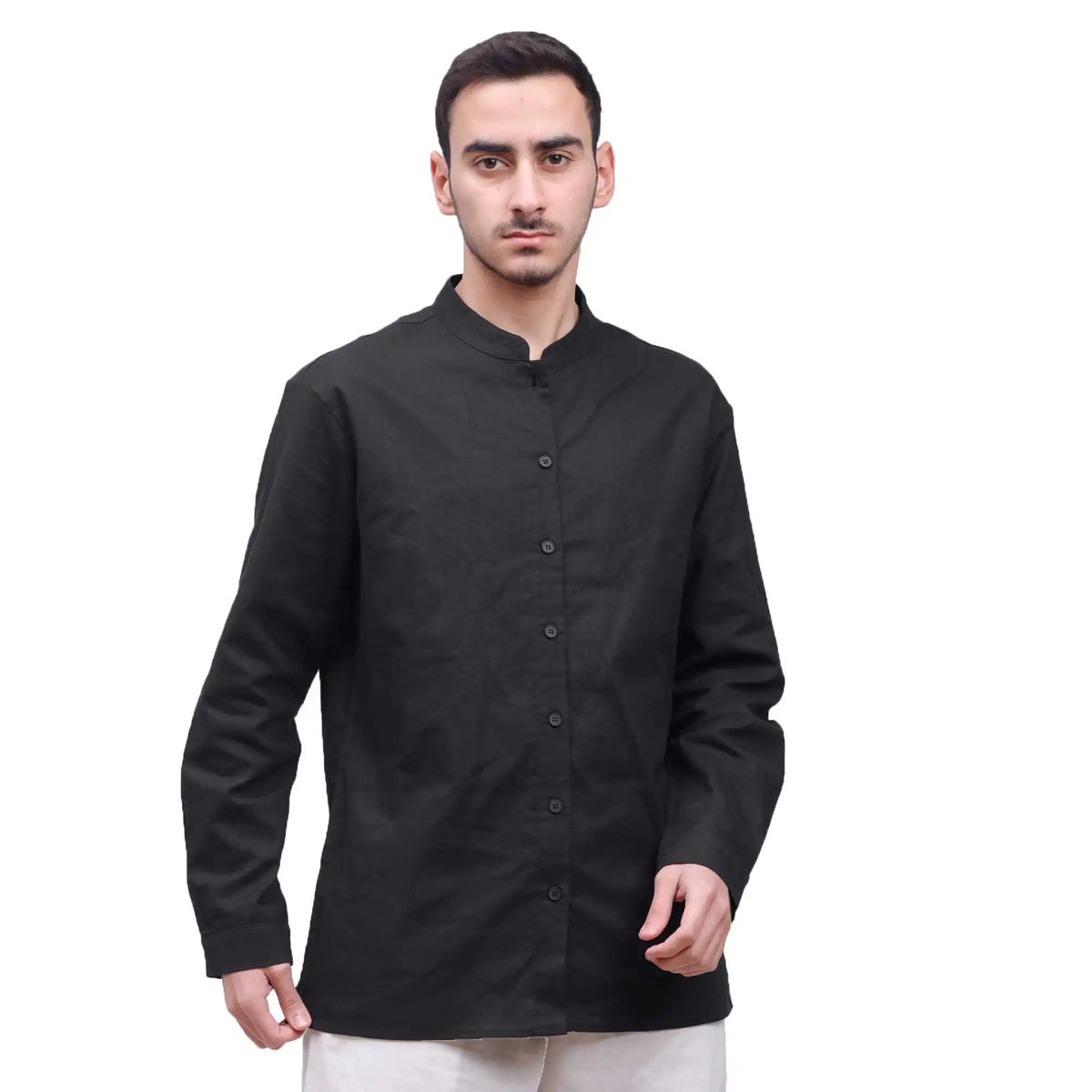 plain linen shirt for man image