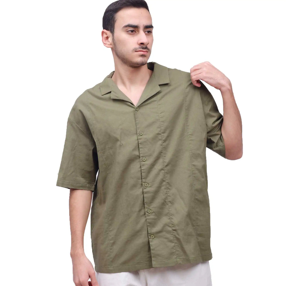 plain linen shirt for man image