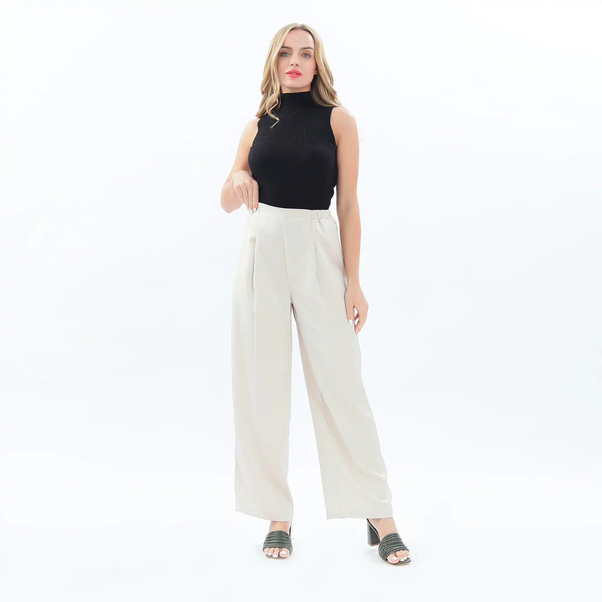 wide leg basic pants for women image