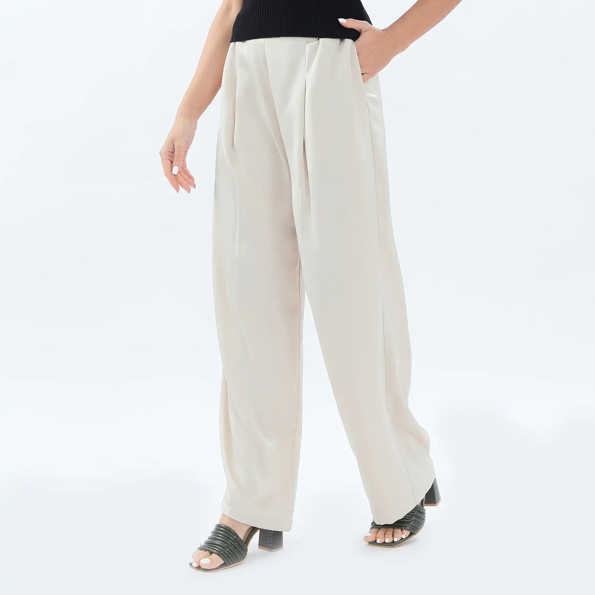 wide leg basic pants for women image