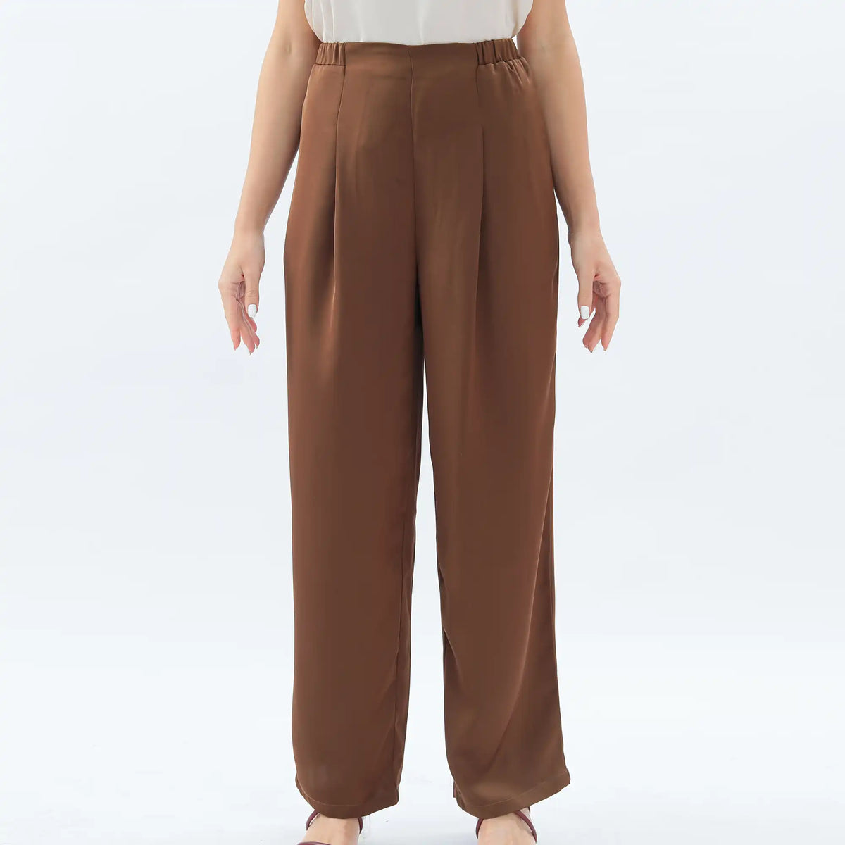 wide leg basic pants for women image