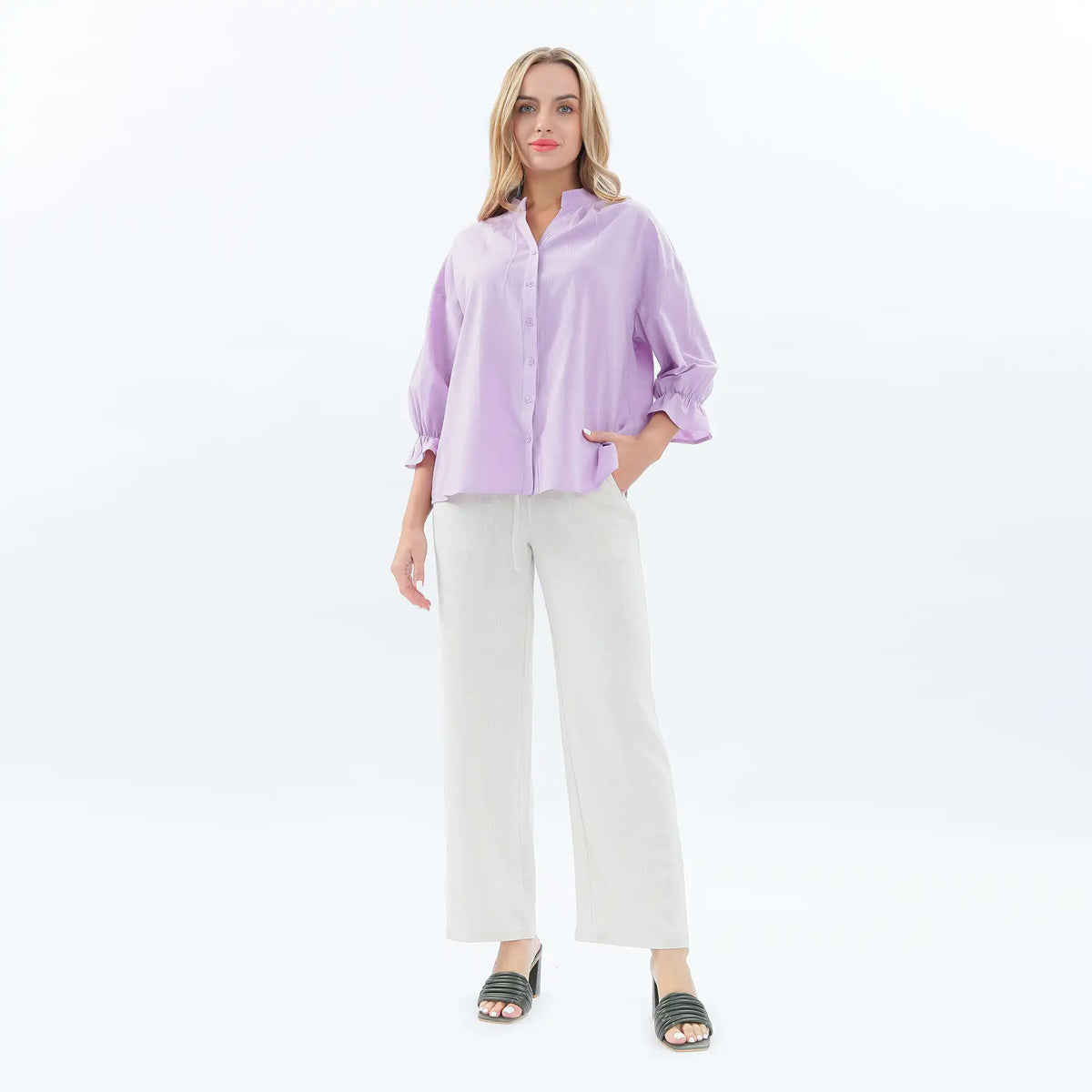 wide leg linen pants for women image