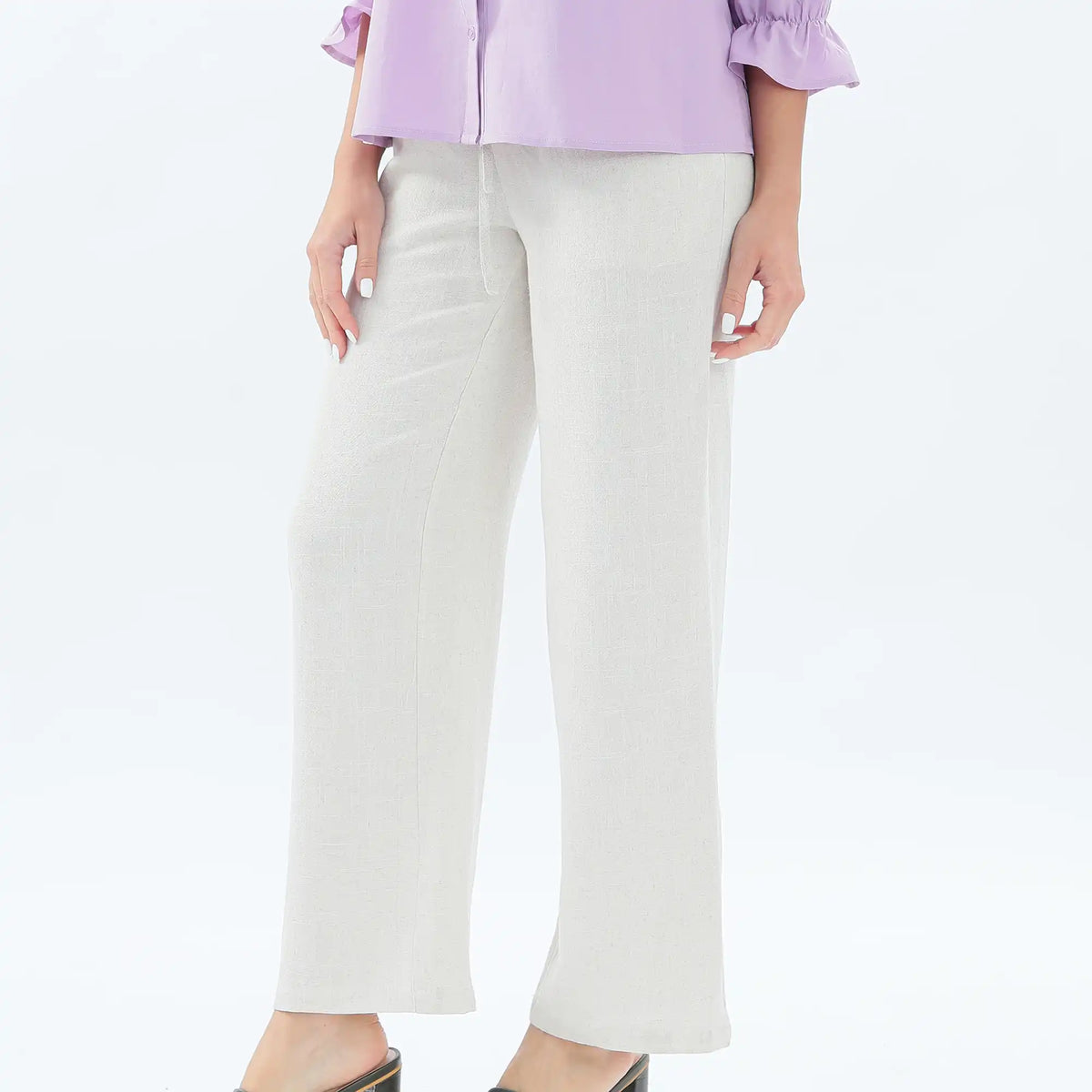 wide leg linen pants for women image