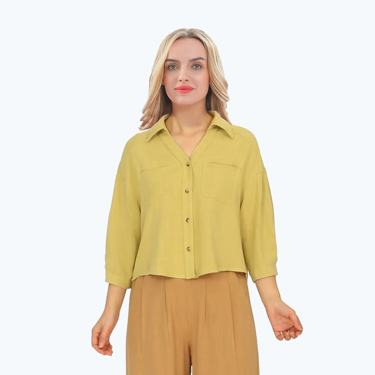 plain linen shirt for women image