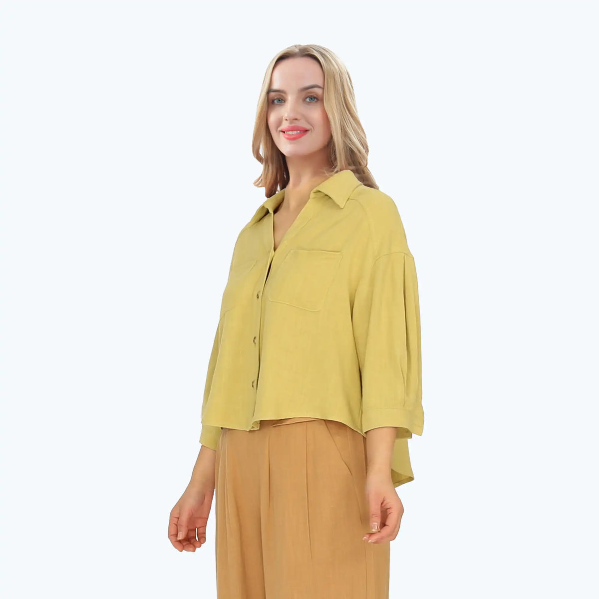 plain linen shirt for women image