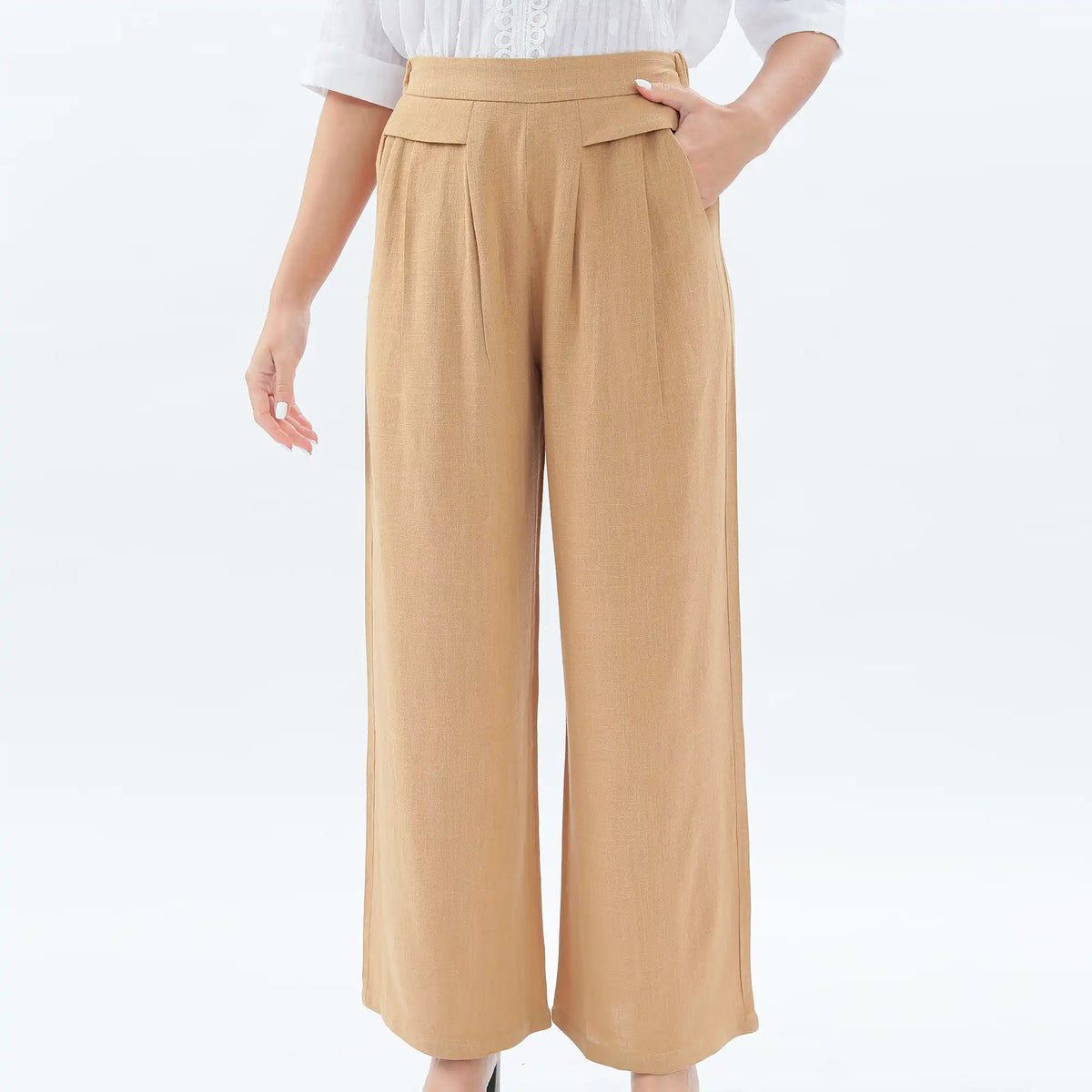 wide leg linen pants for women image