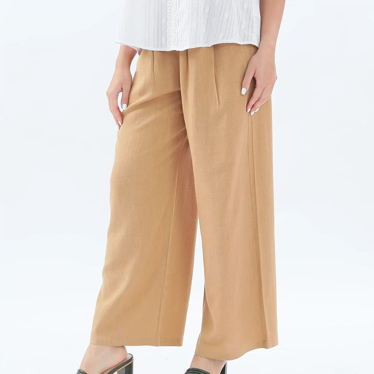 wide leg linen pants for women image