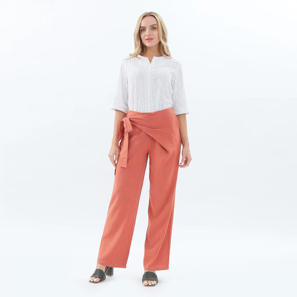 wide leg linen pants for women image