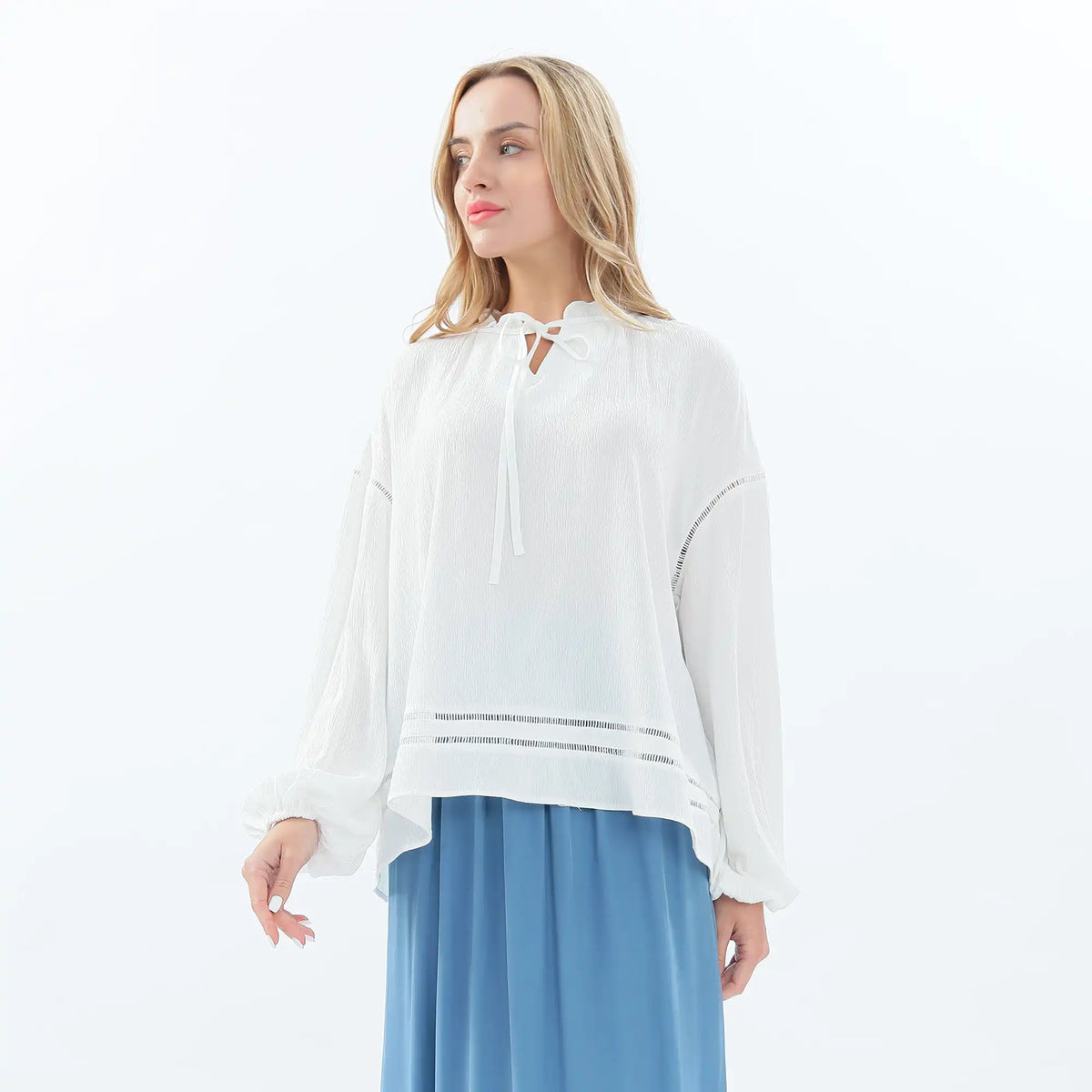 Plain Linen Blouse For Women M White M,62,133,49, Image