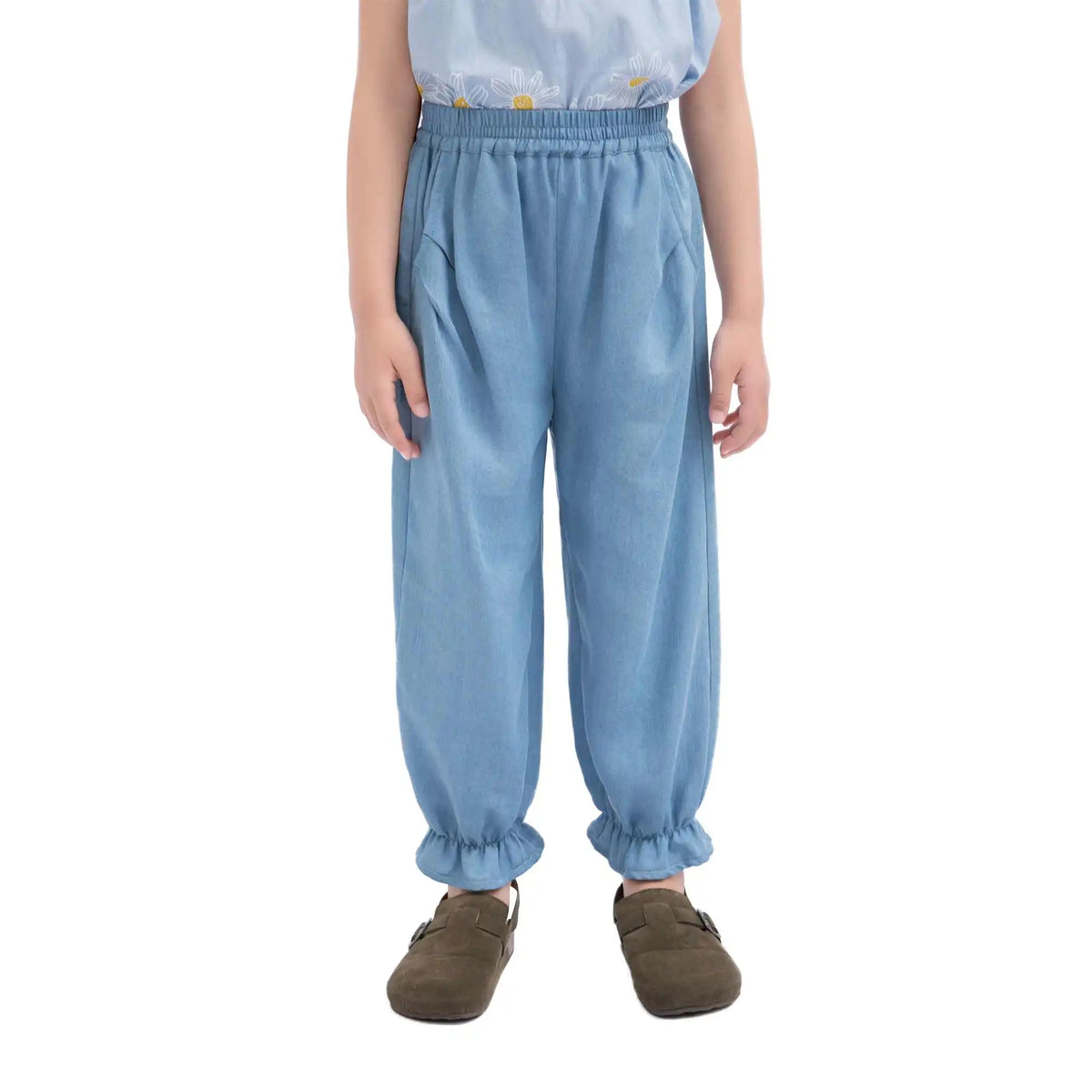 Ankle-Tied Casual Pants For Girls 100 | 3Y Blue 100 | 3Y,57,46,45.2,75 Image