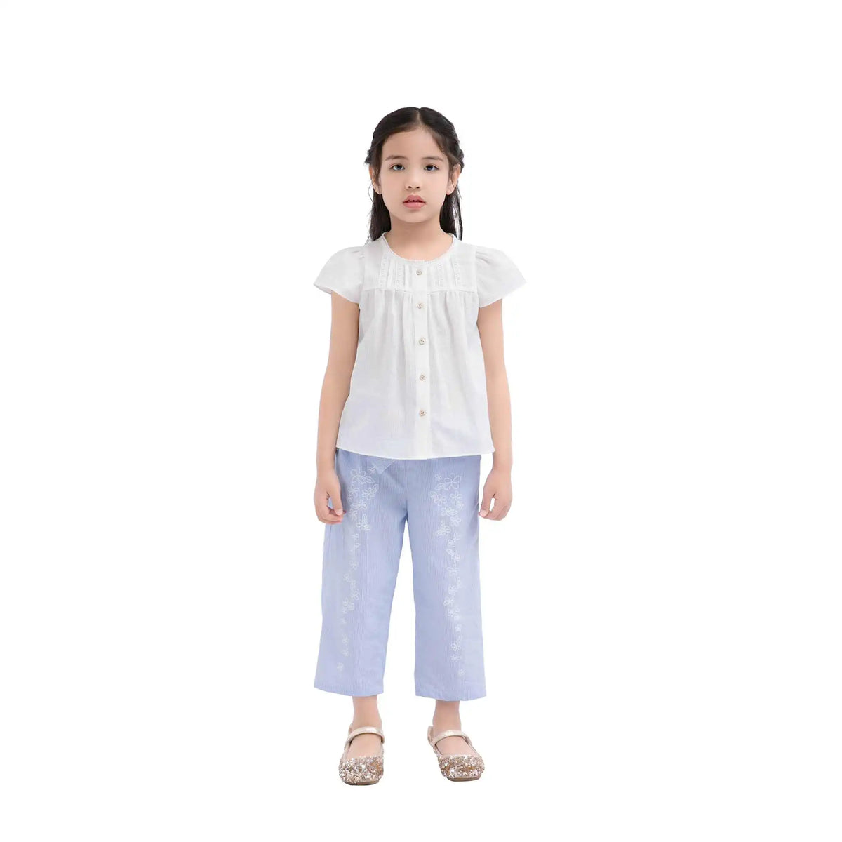 Plain Casual Shirt For Girls 120 | 5-6Y White 120 | 5-6Y,43,69.6,11.3, Image