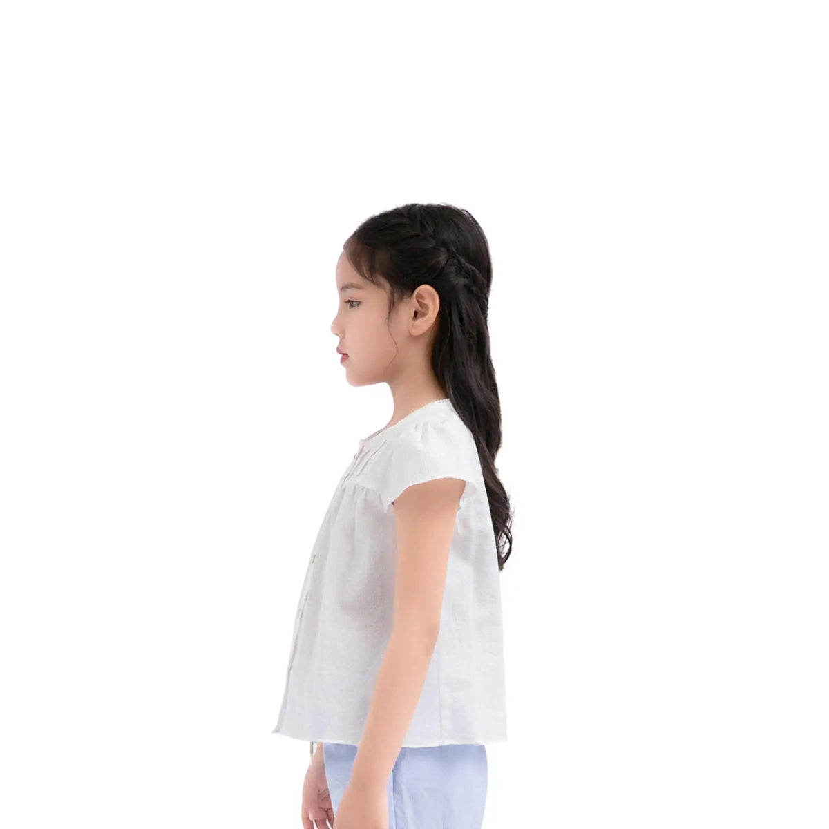 Plain Casual Shirt For Girls 130 | 7-8Y White 130 | 7-8Y,46,74.2,11.6, Image