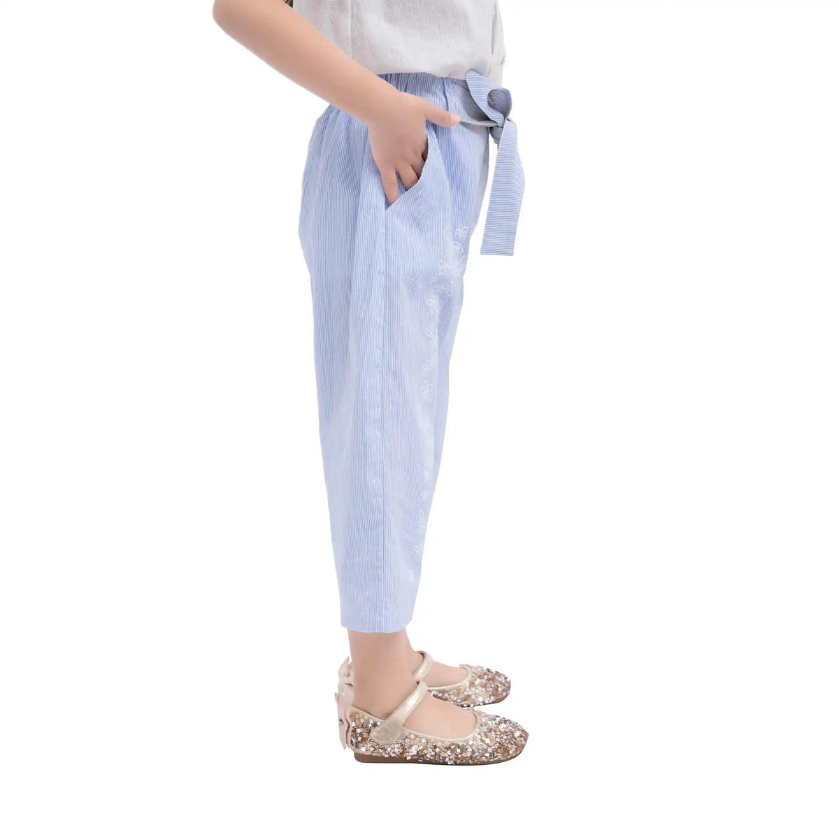 Ordinary Casual Pants For Girls 130 | 7-8Y Blue Stripes 130 | 7-8Y,69,52,52.4,79 Image