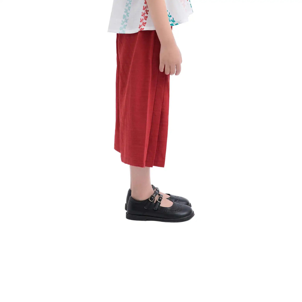 Wide-Leg Casual Pants For Girls 130 | 7-8Y Maroon 130 | 7-8Y,62,52,52.6,88 Image