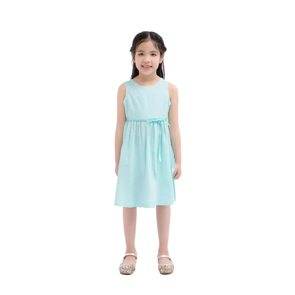 Plain Casual Dress For Girls 120 | 5-6Y Light Blue 120 | 5-6Y,69,66.6,,62 Image