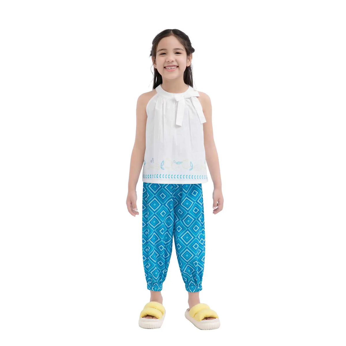 Ankle-Tied Casual Pants For Girls 120 | 5-6Y Blue 120 | 5-6Y,63.5,50,50.8,83 Image