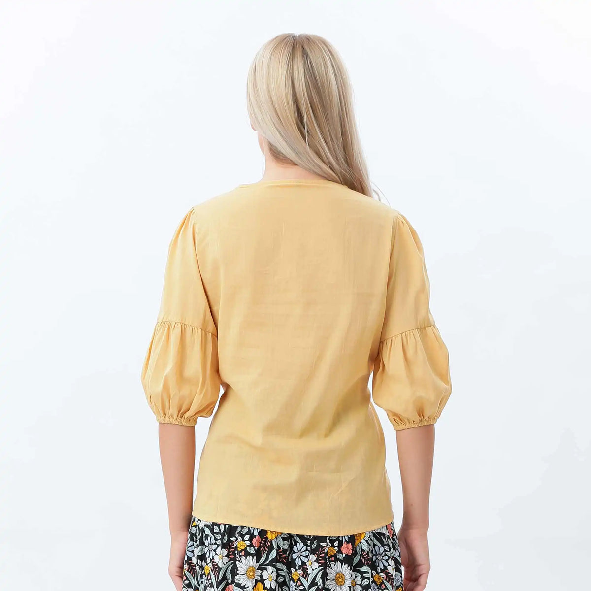 Plain Fashion Blouse For Women M Yellow M,65.5,105,43, Image