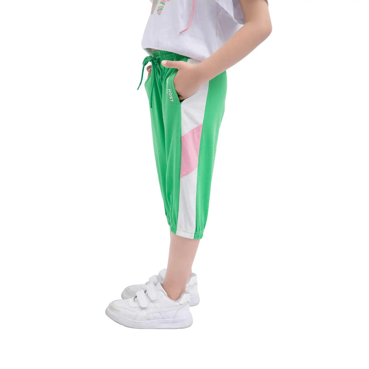 Ankle-Tied Sport Pants For Girls 140 | 8-9Y Green 140 | 8-9Y,57,54,50.4,83 Image