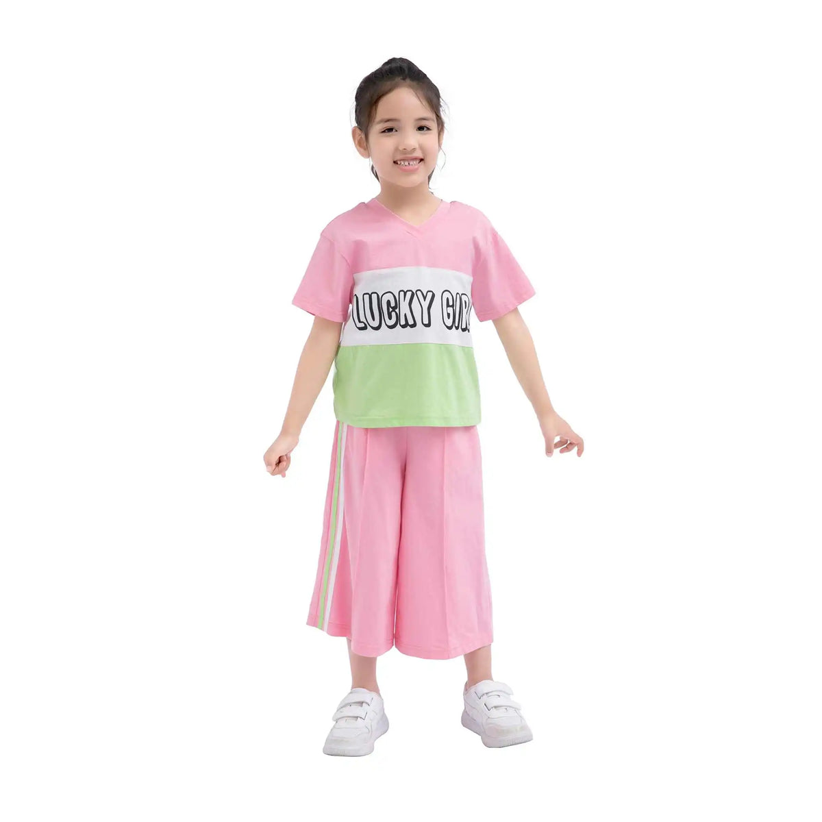 Wide-Leg Sport Pants For Girls 120 | 5-6Y Pink 120 | 5-6Y,63.5,50,42.8,75 Image