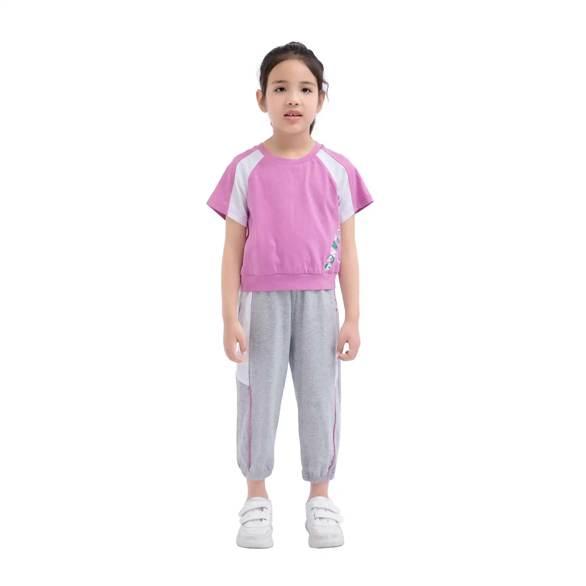 color blocked sport t shirt for girls image