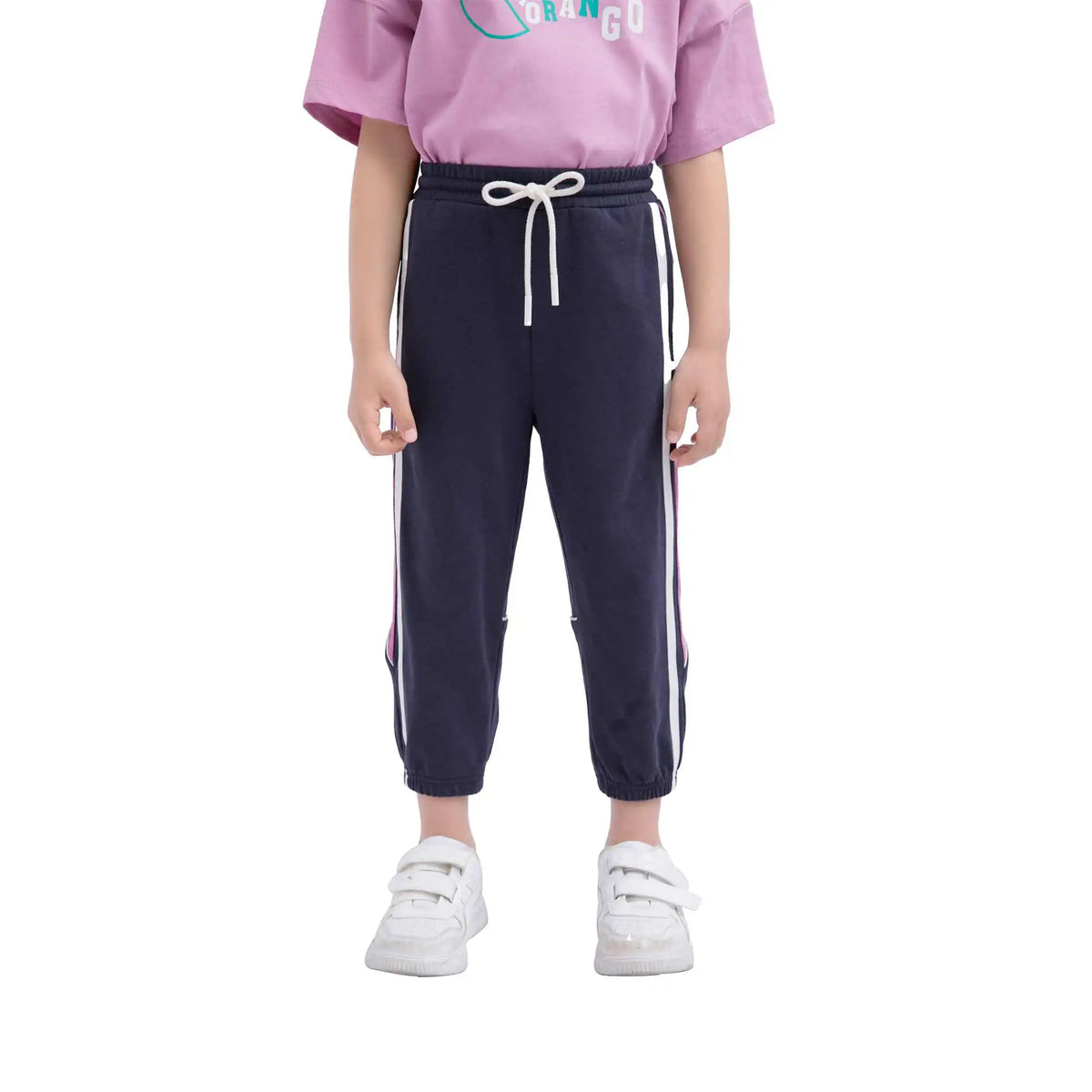 Ankle-Tied Sport Pants For Girls 100 | 3Y Navy 100 | 3Y,52.5,46,41.8,67 Image