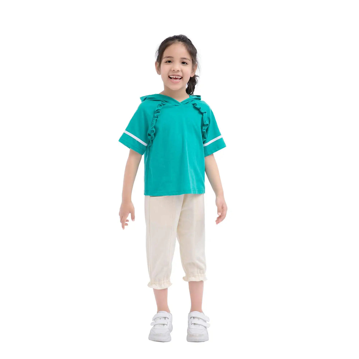 Ankle-Tied Sport Pants For Girls 130 | 7-8Y Beige 130 | 7-8Y,62,52,48.6,79 Image