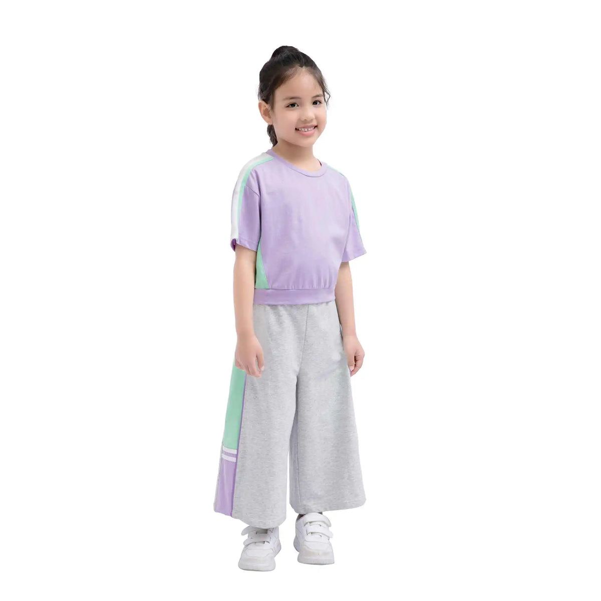 Wide-Leg Sport Pants For Girls 140 | 8-9Y Gray 140 | 8-9Y,74.5,54,57.5,85 Image