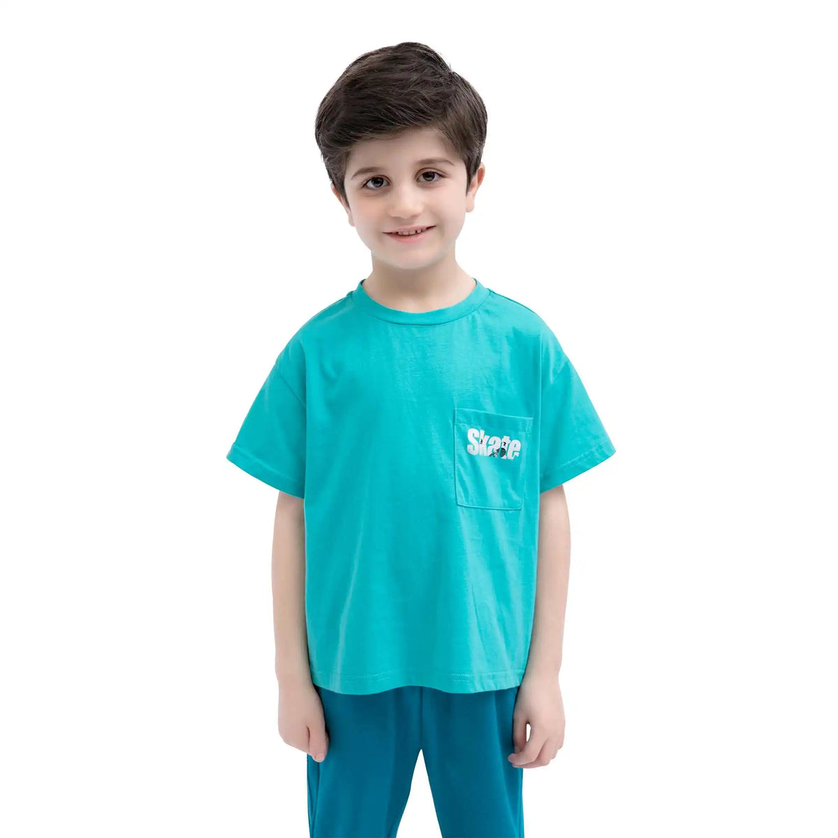 Printed Sport T.Shirt For Boys 100 | 3Y Blue Green 100 | 3Y,40,75,11, Image