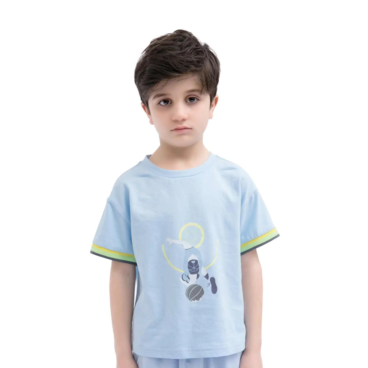 Printed Sport T.Shirt For Boys Sky Blue Image