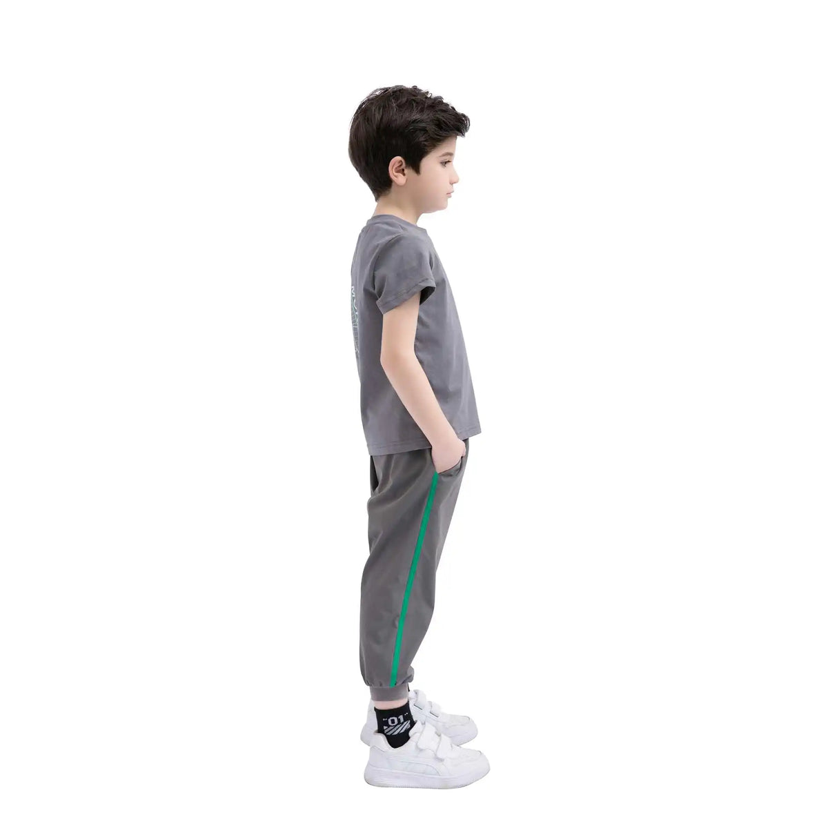 Ankle-Tied Sport Pants For Boys 130 | 7-8Y Gray 130 | 7-8Y,70,52,53.6,88 Image